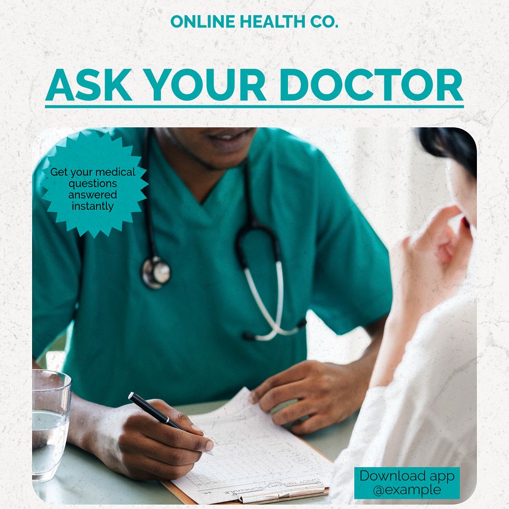 Ask your doctor  Instagram post template, editable text