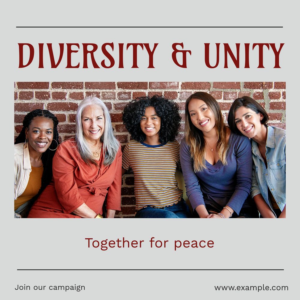 Diversity & unity  Instagram post template, editable text