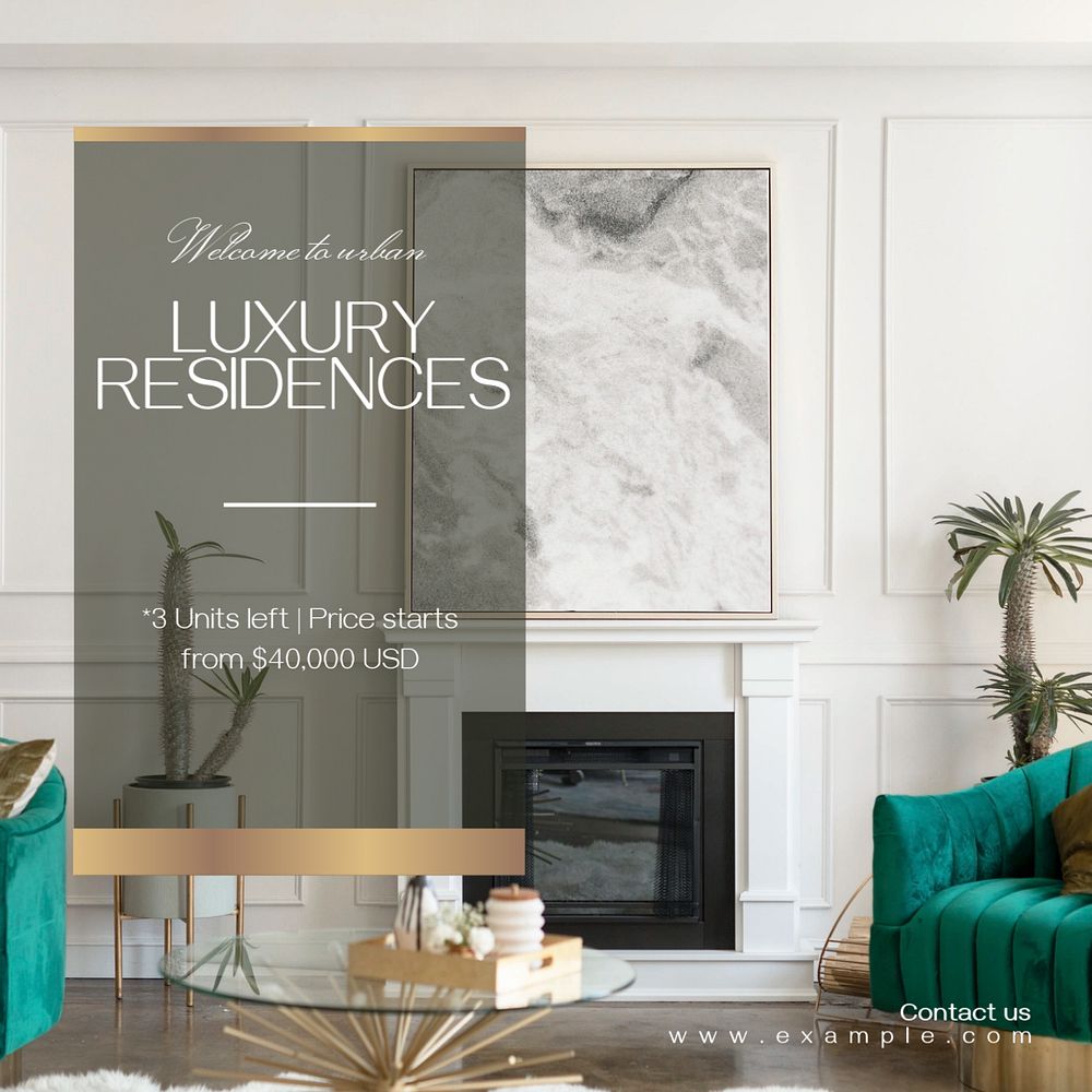 Luxury residence Instagram post template, editable text