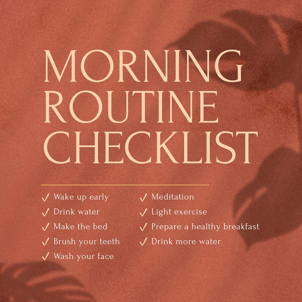 Morning routine Instagram post template, editable text