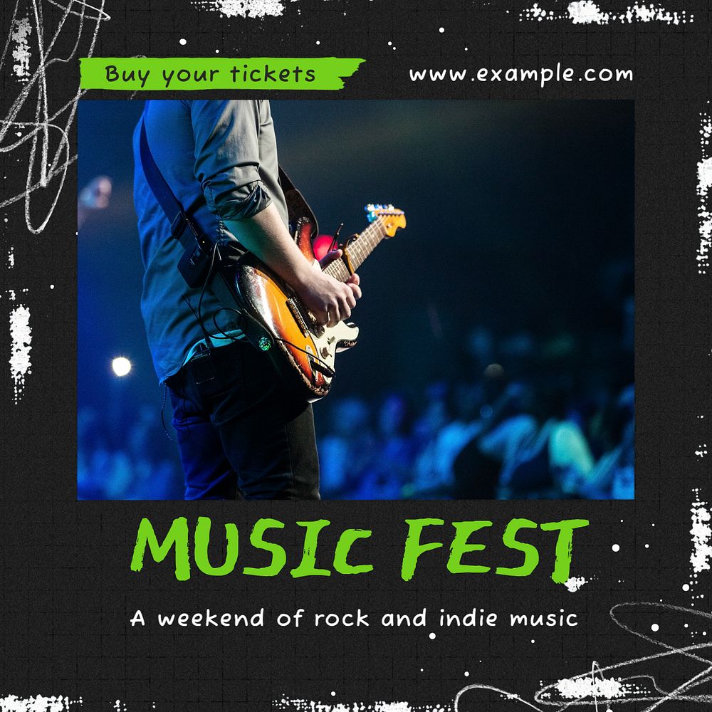 Music fest  Instagram post template, editable text