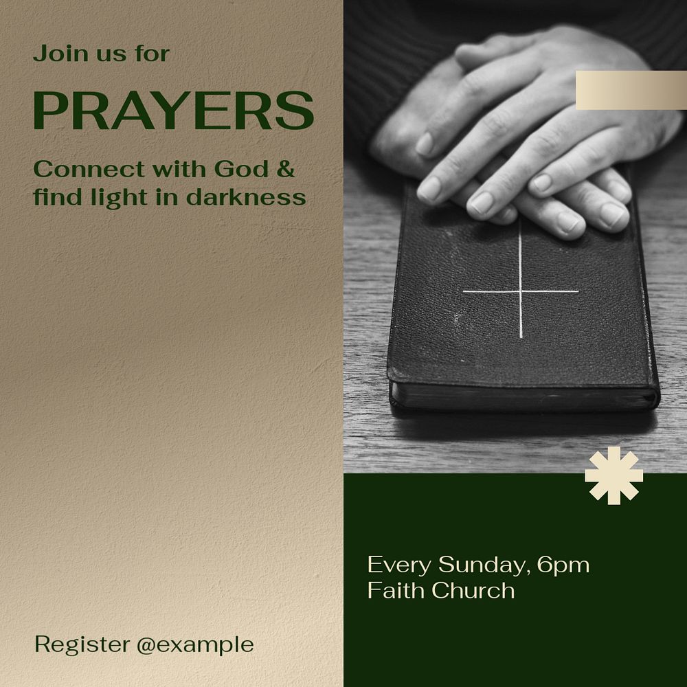 Prayer night Instagram post template, editable text