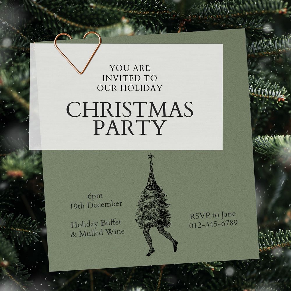 Christmas party Instagram post template, editable text