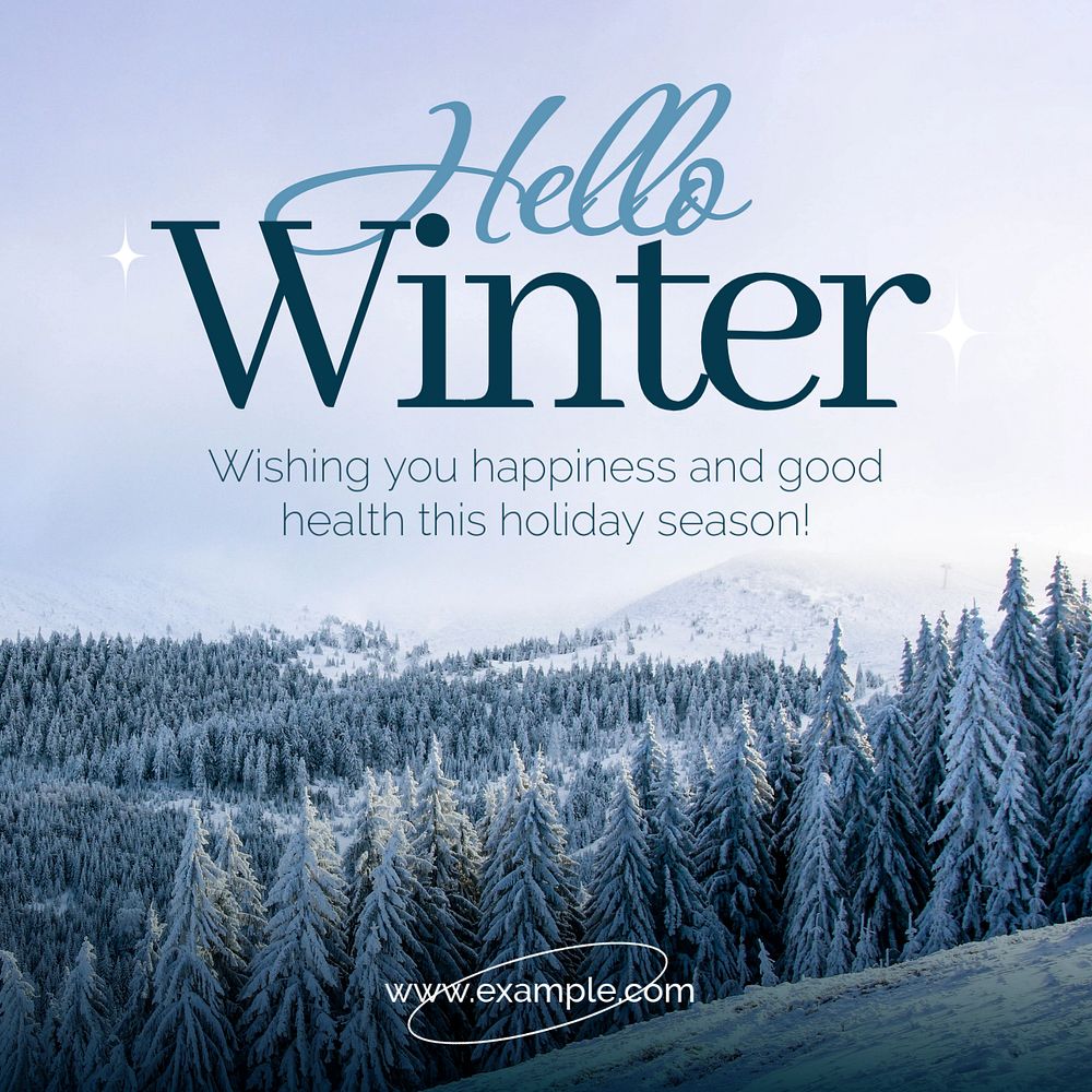 Hello winter wish Instagram post template, editable text