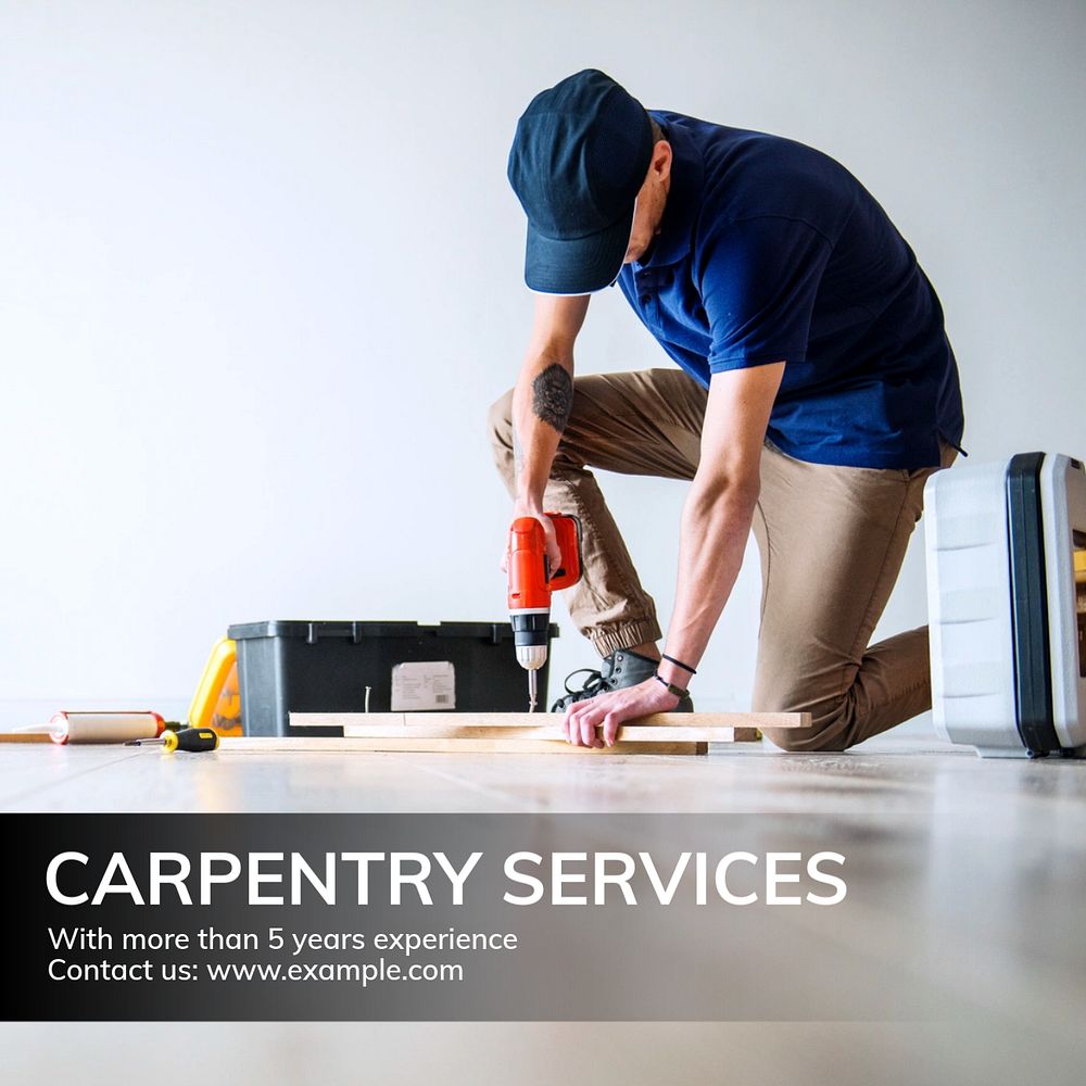 Carpentry services Instagram post template, editable text