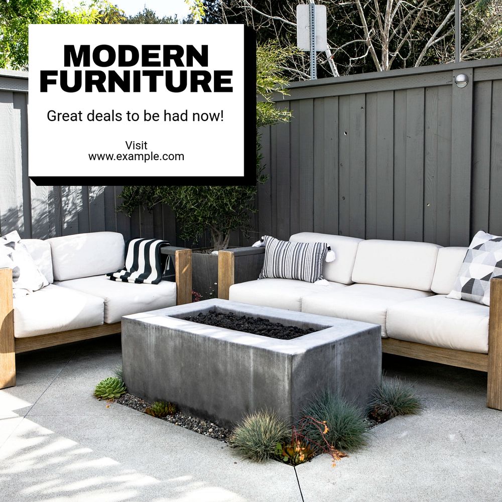 Modern furniture Instagram post template, editable text