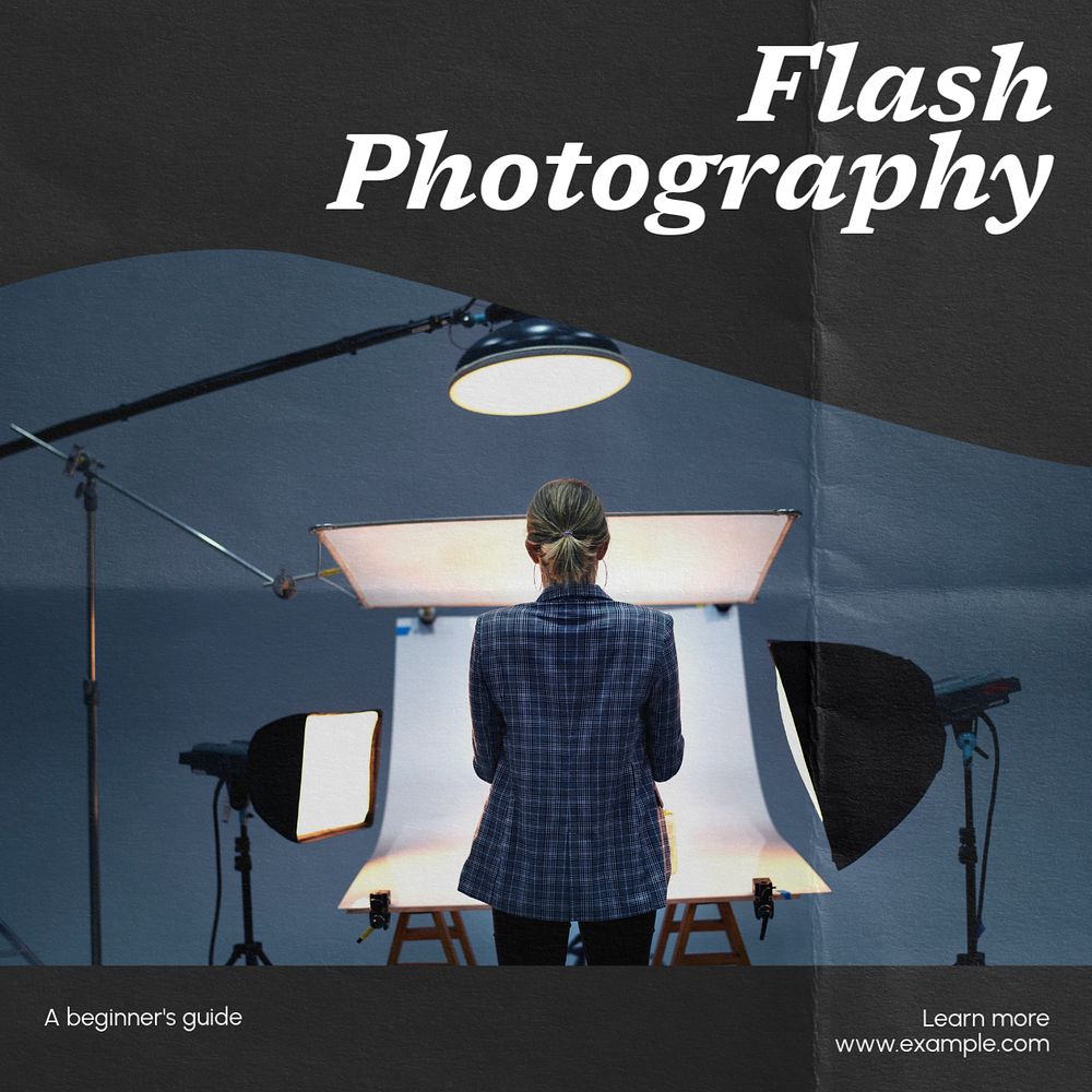 Flash photography Instagram post template, editable text