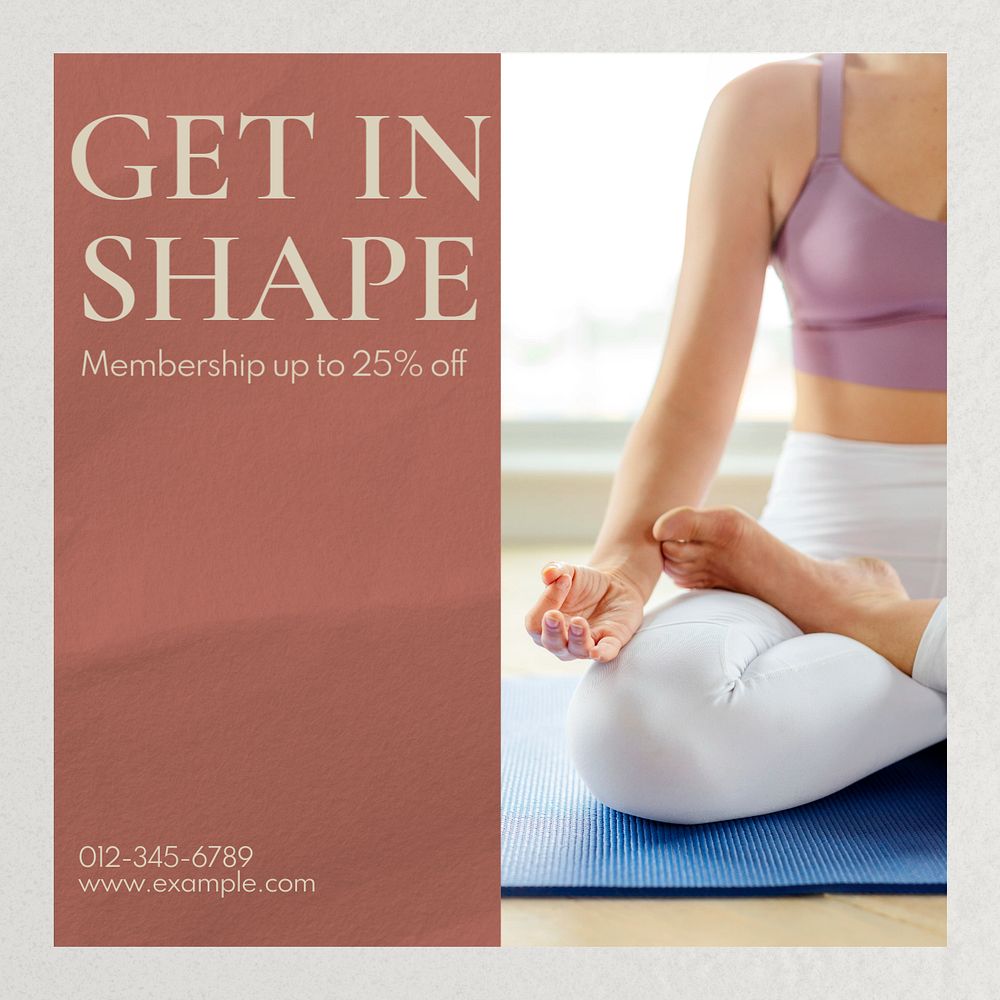 Get in shape Instagram post template, editable text