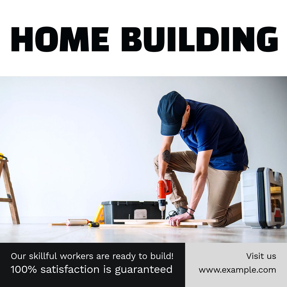 Home building Instagram post template, editable text