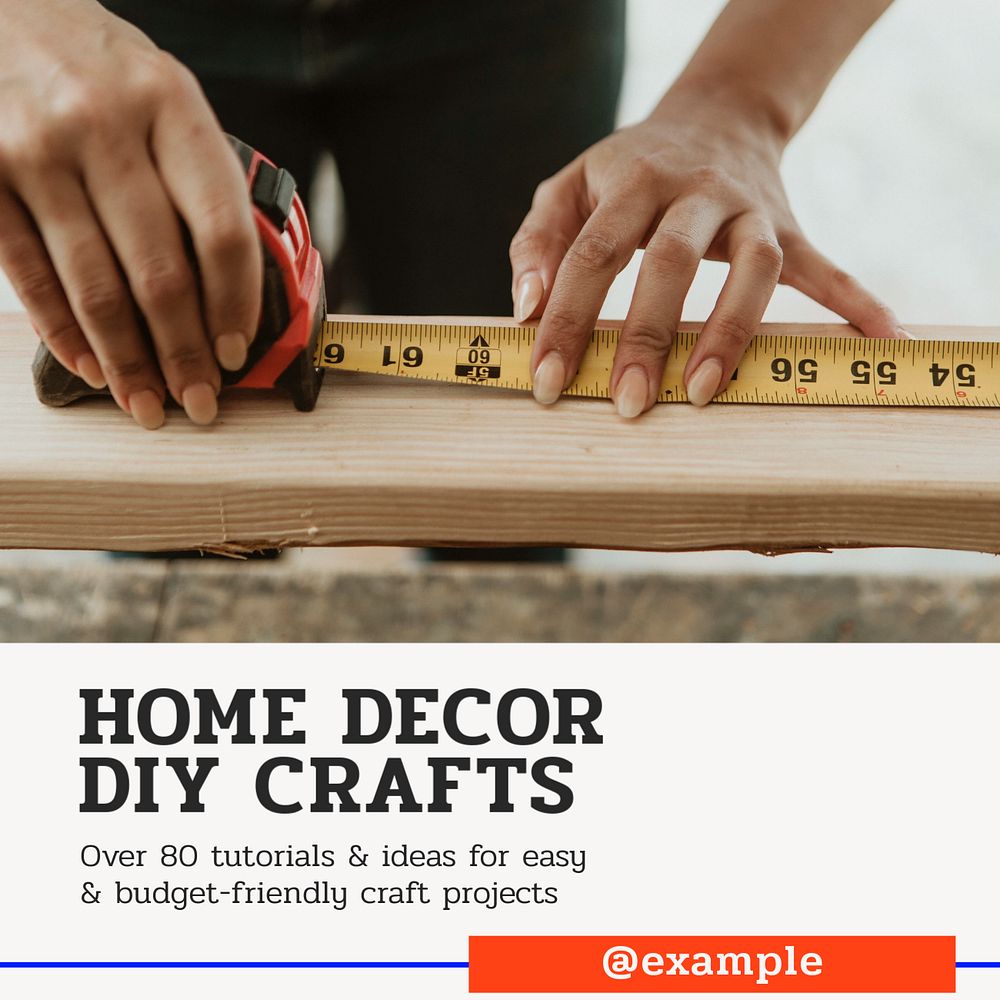 DIY decor crafts Instagram post template, editable text