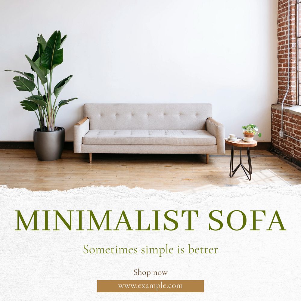 Minimalist sofa Instagram post template, editable text