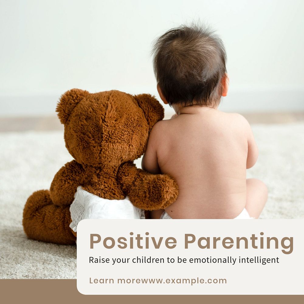 Positive parenting Instagram post template, editable text