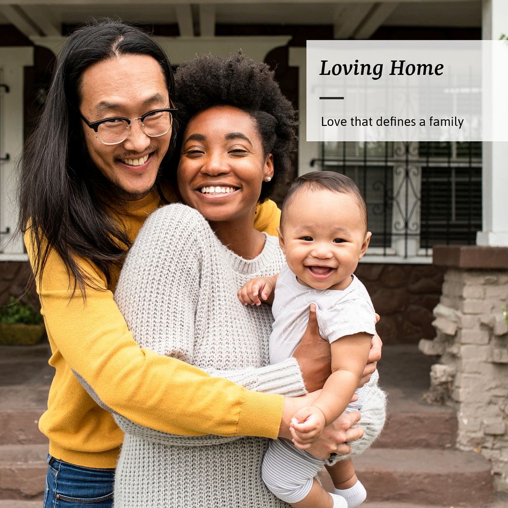 Loving home Instagram post template, editable text