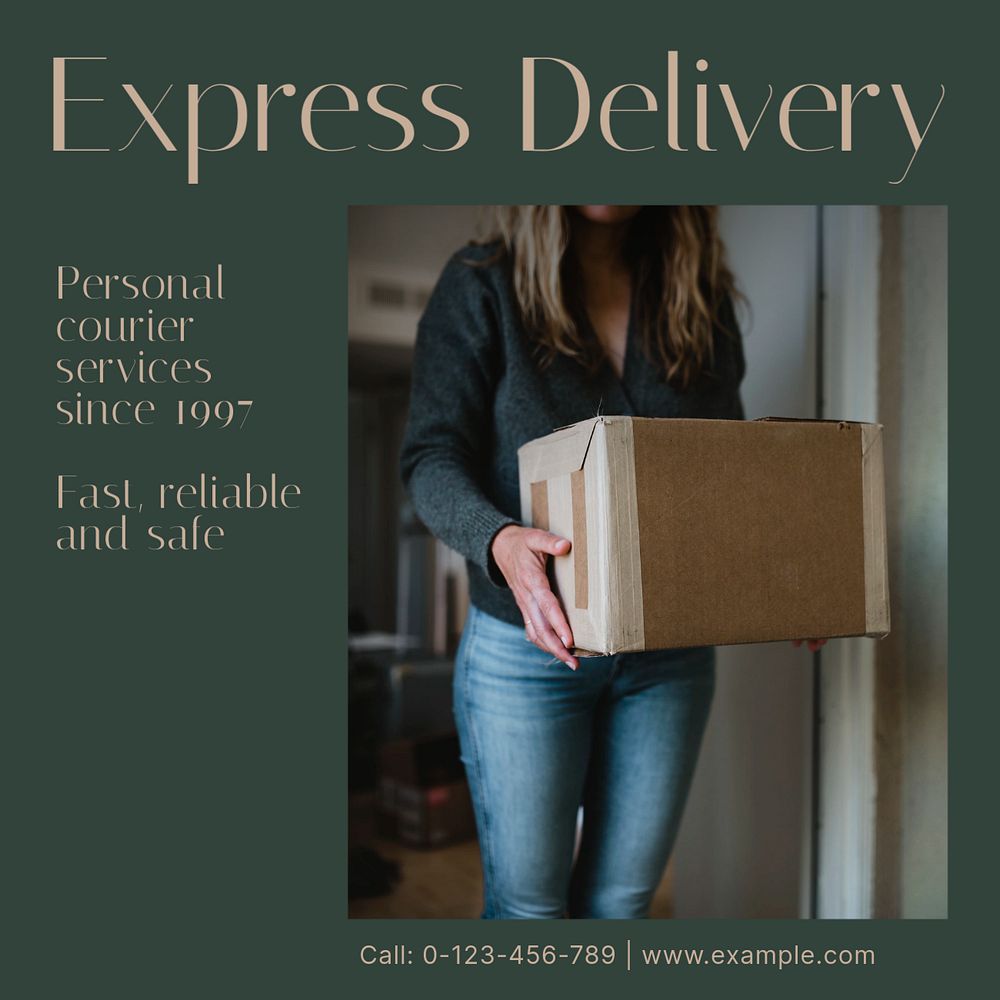 Courier services Instagram post template, editable text