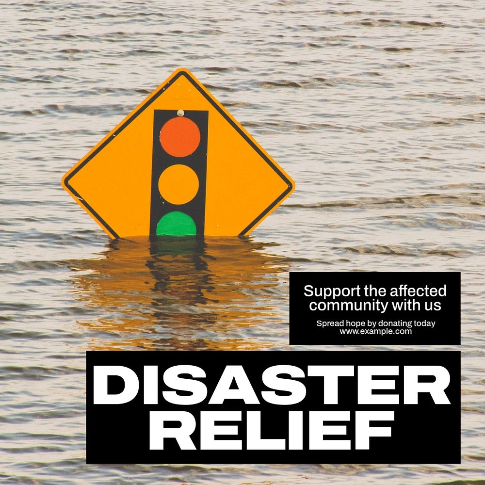 Disaster relief Instagram post template, editable text