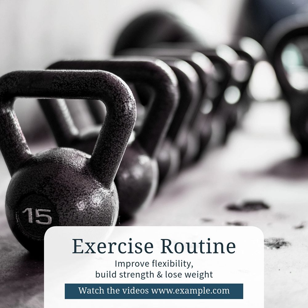 Exercise routine Instagram post template, editable text