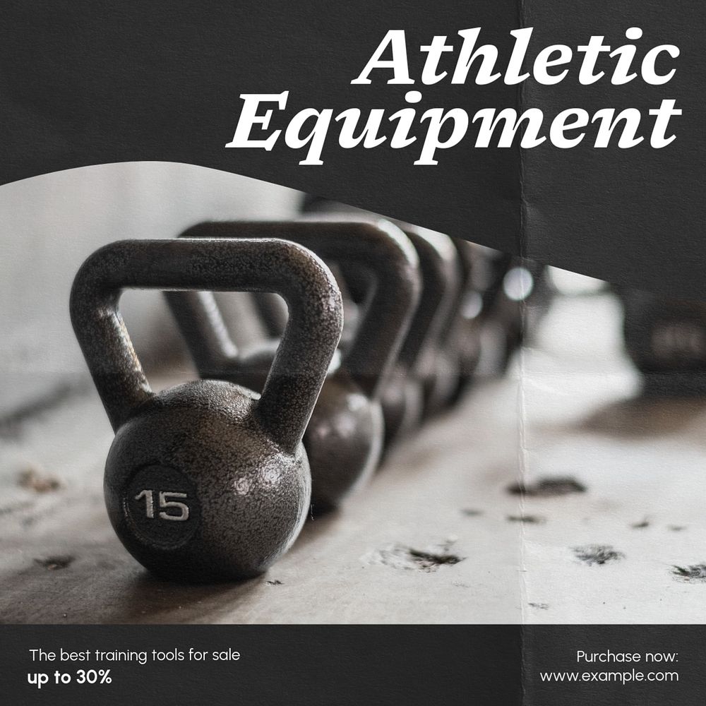 Athletic equipment Instagram post template, editable text