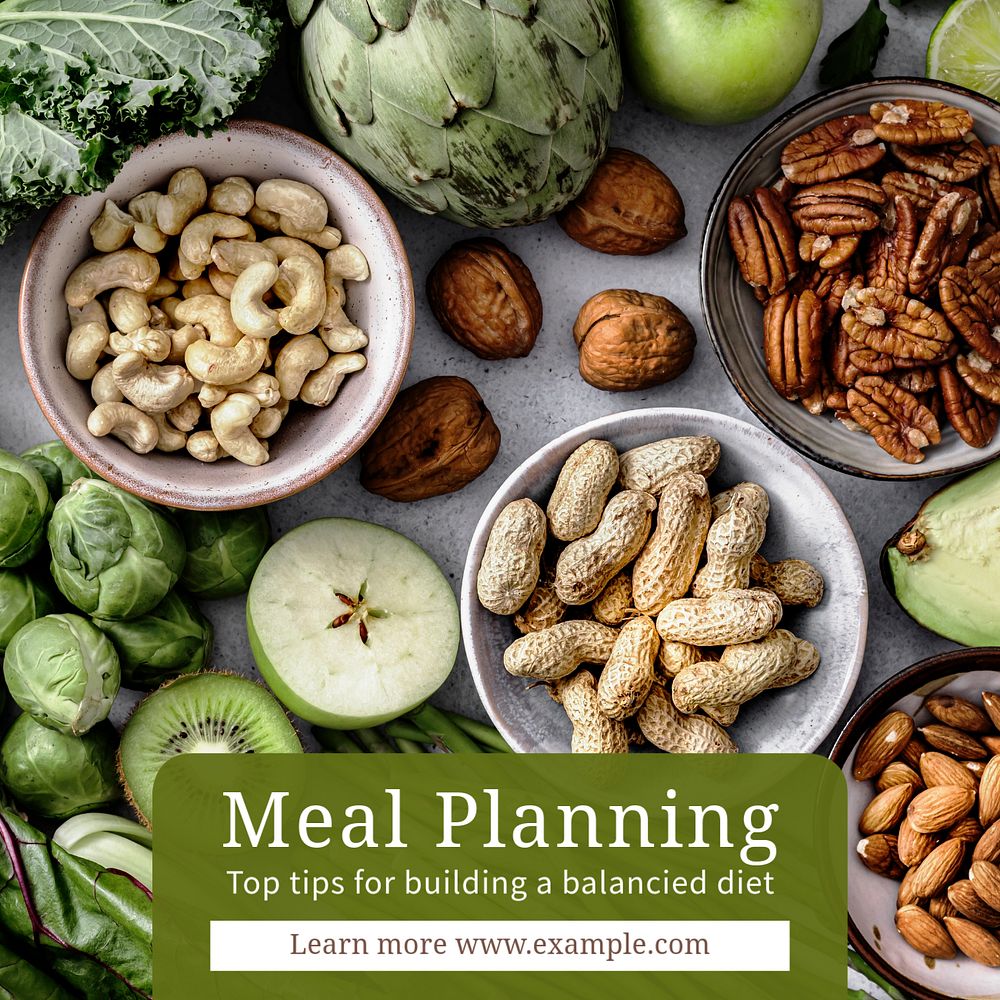 Meal planning Instagram post template, editable text