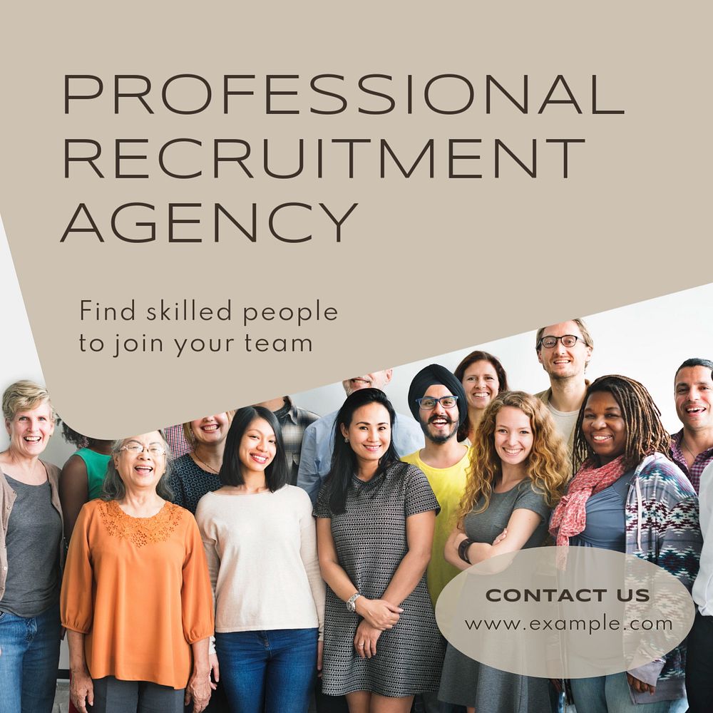 Recruitment agency Instagram post template, editable text