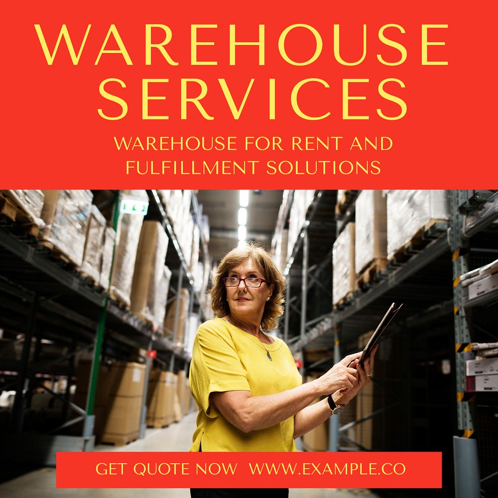 Warehouse services Instagram post template, editable text