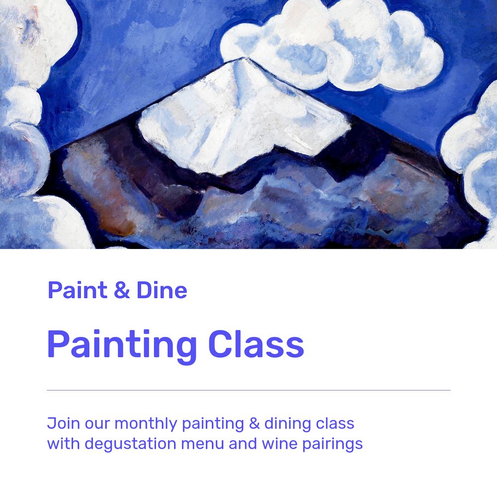 Painting class Instagram post template, editable text