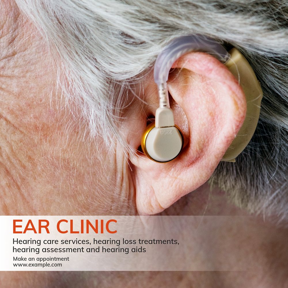 ear clinic Instagram post template, editable text