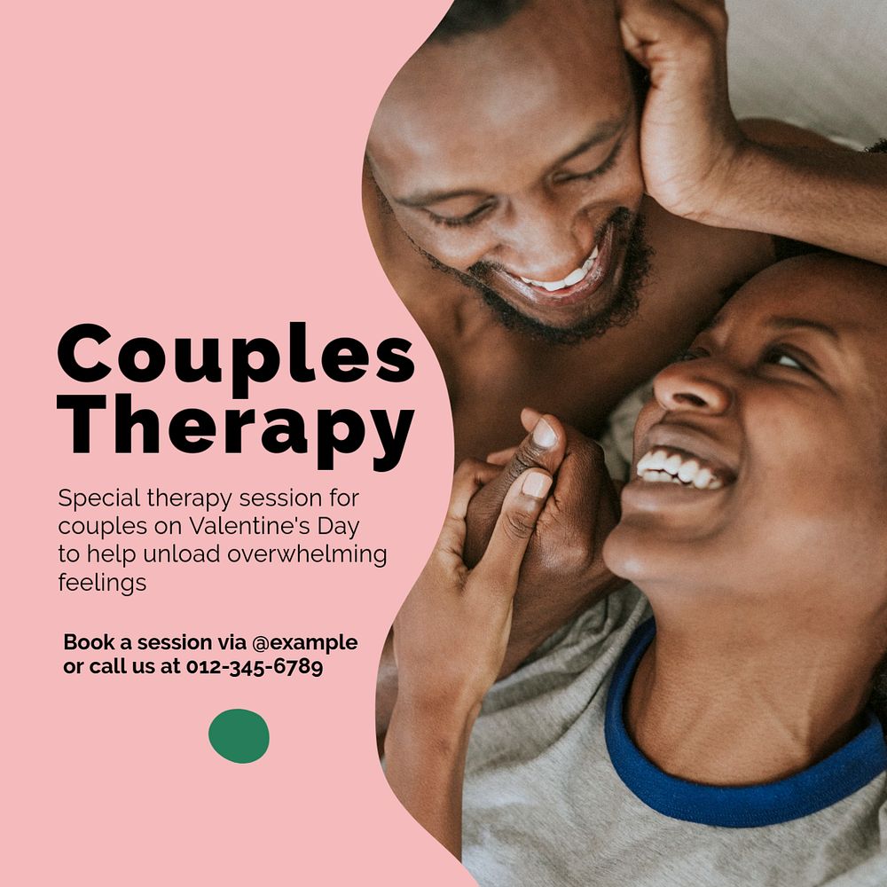 Couples therapy session Instagram post template, editable text