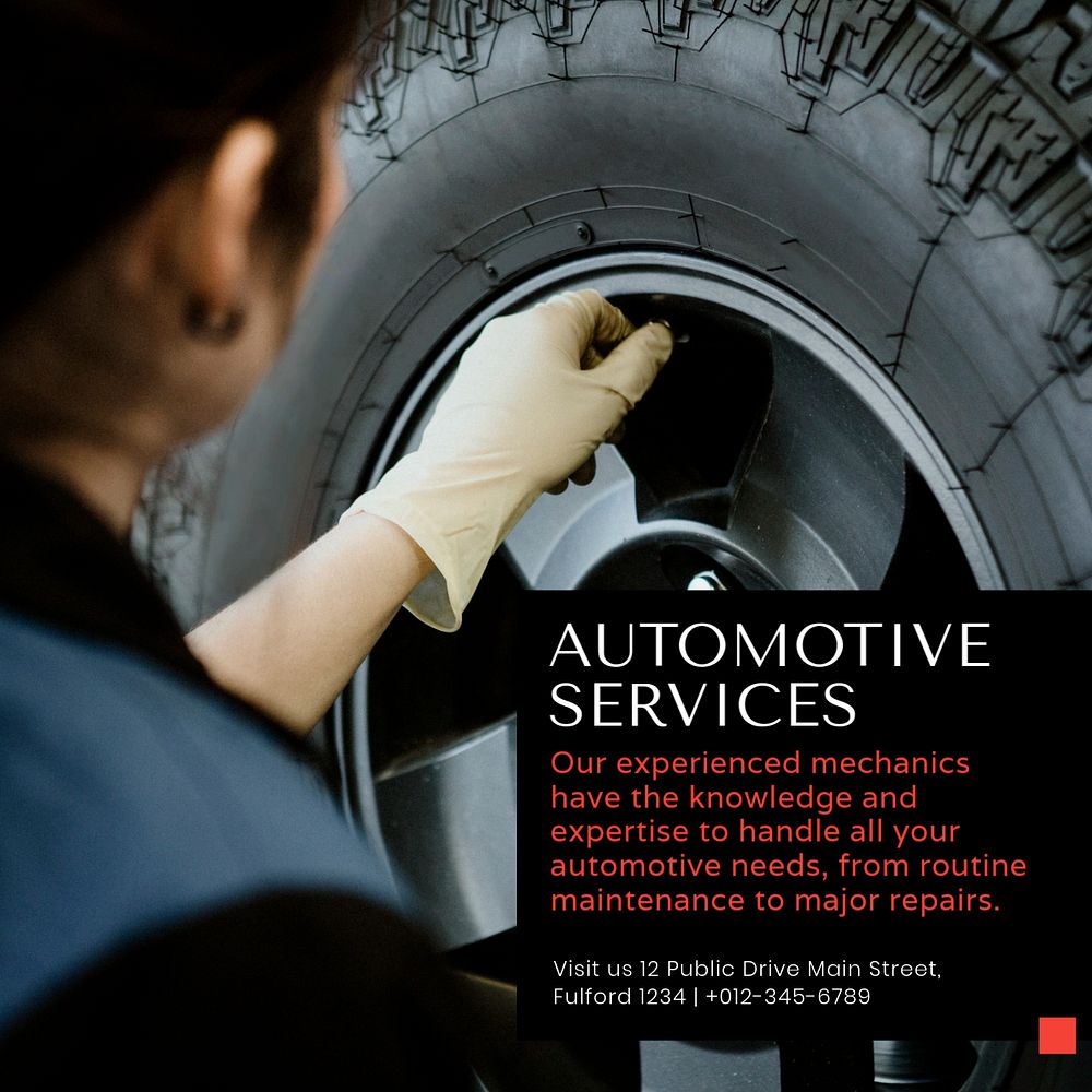 Auto services Instagram post template, editable text