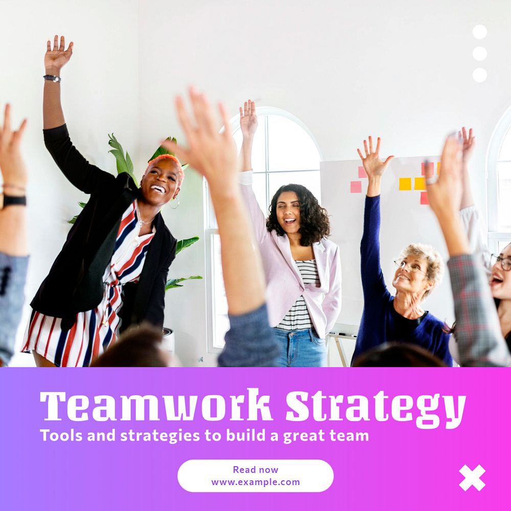 Teamwork strategy Instagram post template, editable text