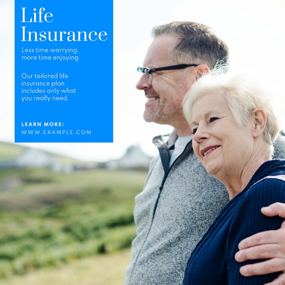 Life insurance Instagram post template, editable text