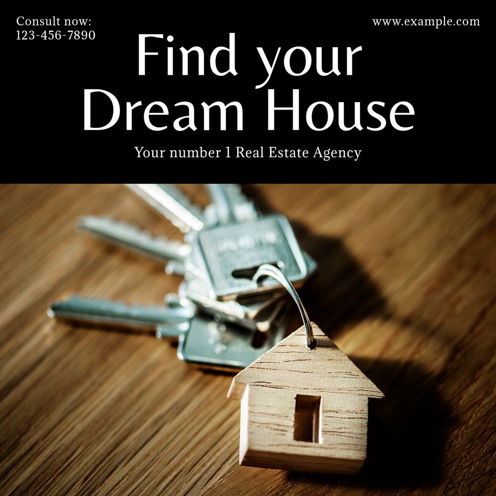 Dream house Instagram post template, editable text