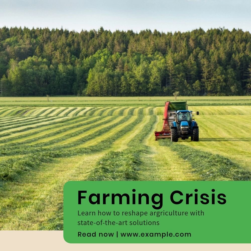 Farming crisis Instagram post template, editable text