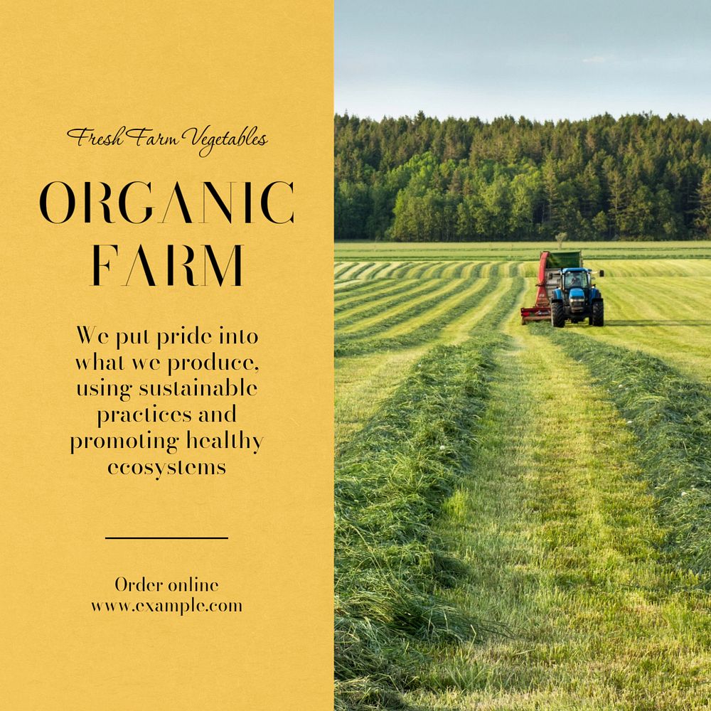 Organic farm Instagram post template, editable text