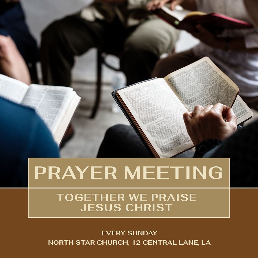 Prayer meeting Instagram post template, editable text