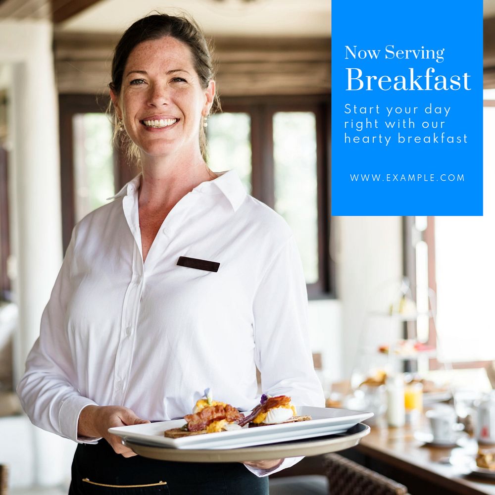 Breakfast restaurant ads  Instagram post template, editable text