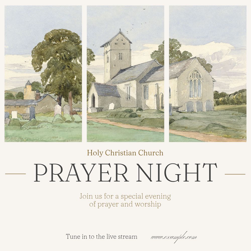 Prayer night Instagram post template, editable text