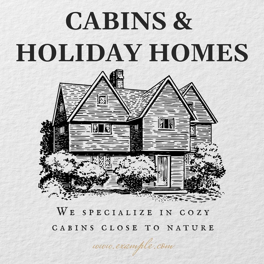 Holiday home Instagram post template, editable text