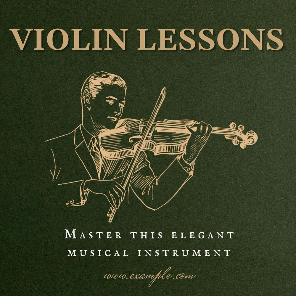 Violin lessons Instagram post template, editable text