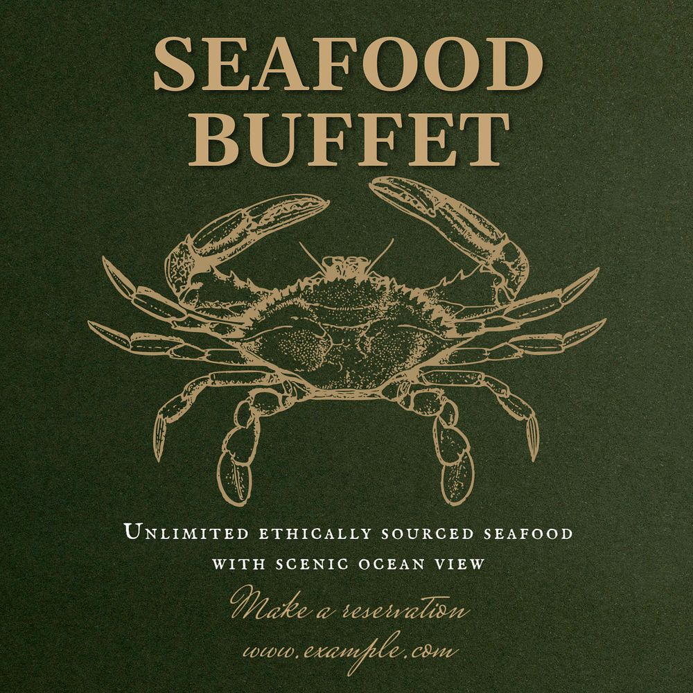 Seafood buffet Instagram post template, editable text