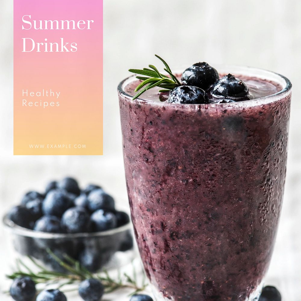 Summer drinks Instagram post template, editable text