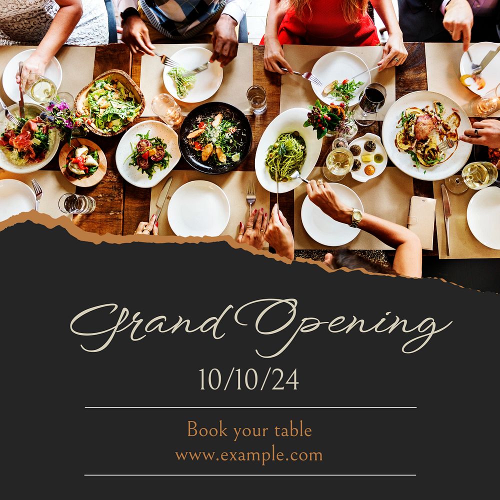 Grand opening Instagram post template, editable text