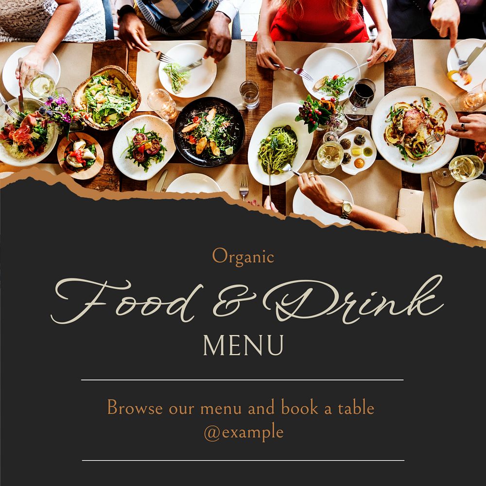 Food & drink Instagram post template, editable text