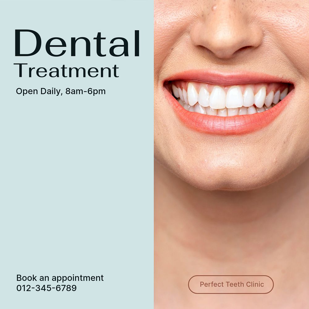 Dental treatment Instagram post template, editable text