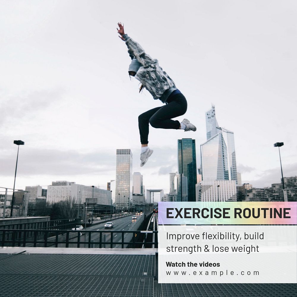 Exercise routine Instagram post template, editable text