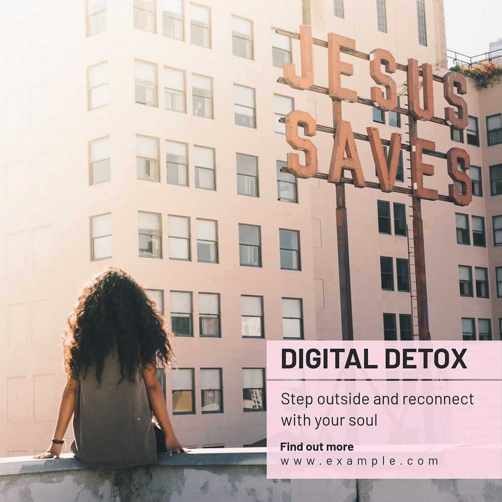 Digital detox Instagram post template, editable text