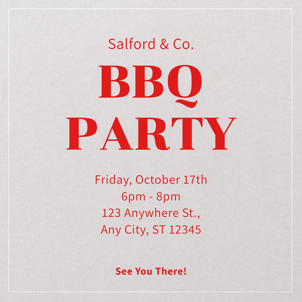 BBQ party Instagram post template, editable text