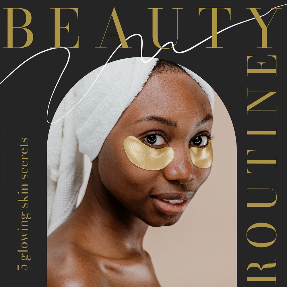 Beauty routine Instagram post template, editable text