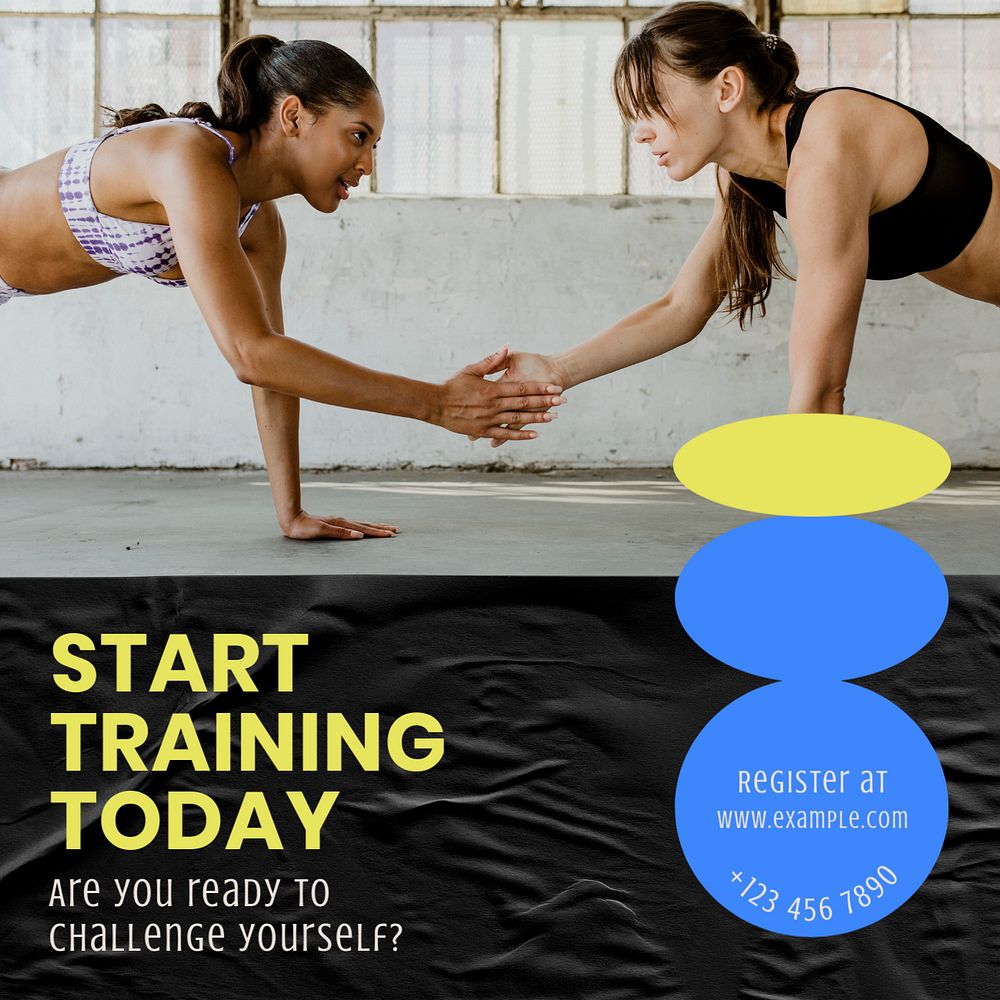 Training & fitness Instagram post template, editable text