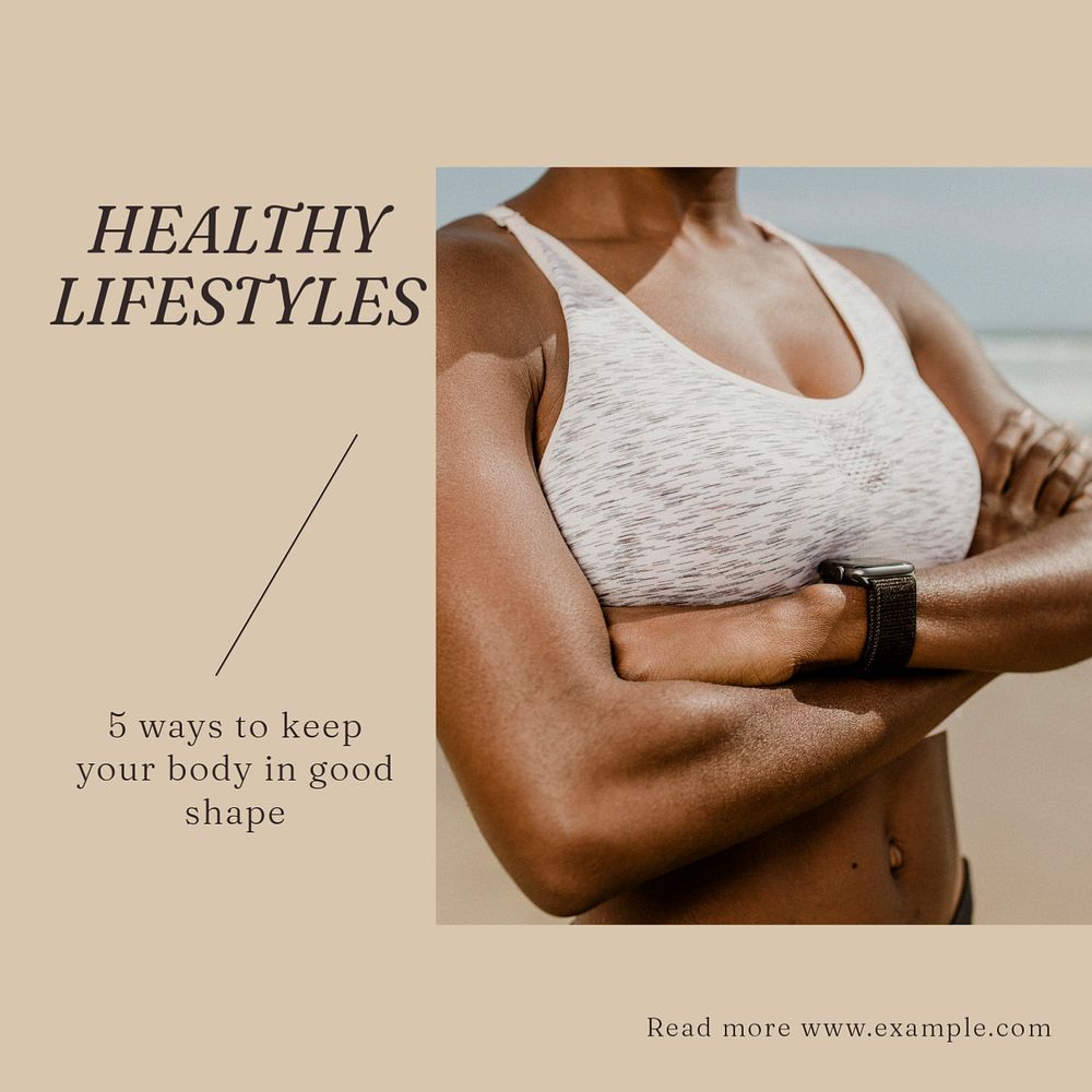 Healthy Lifestyle Instagram post template, editable text