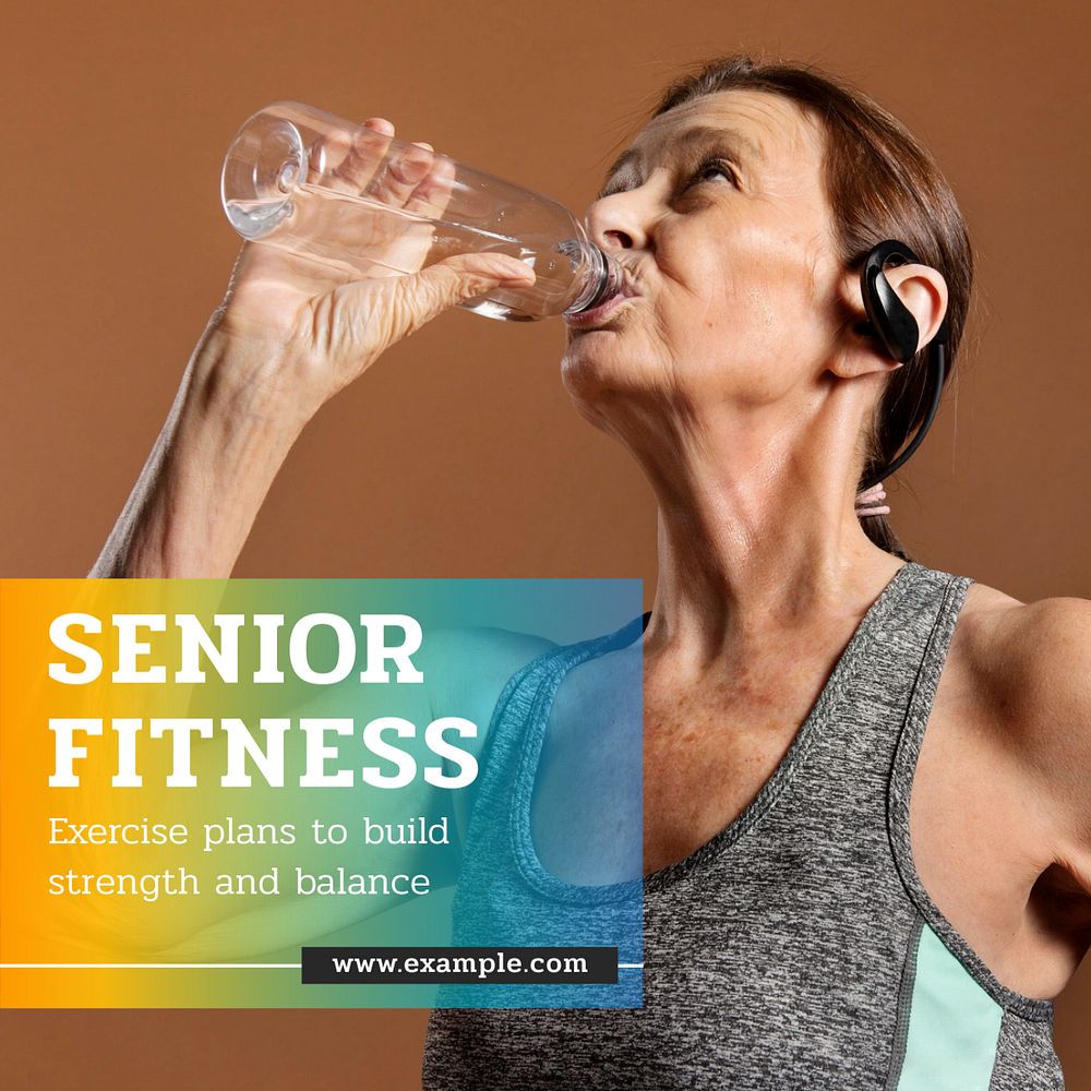 Senior fitness Instagram post template, editable text